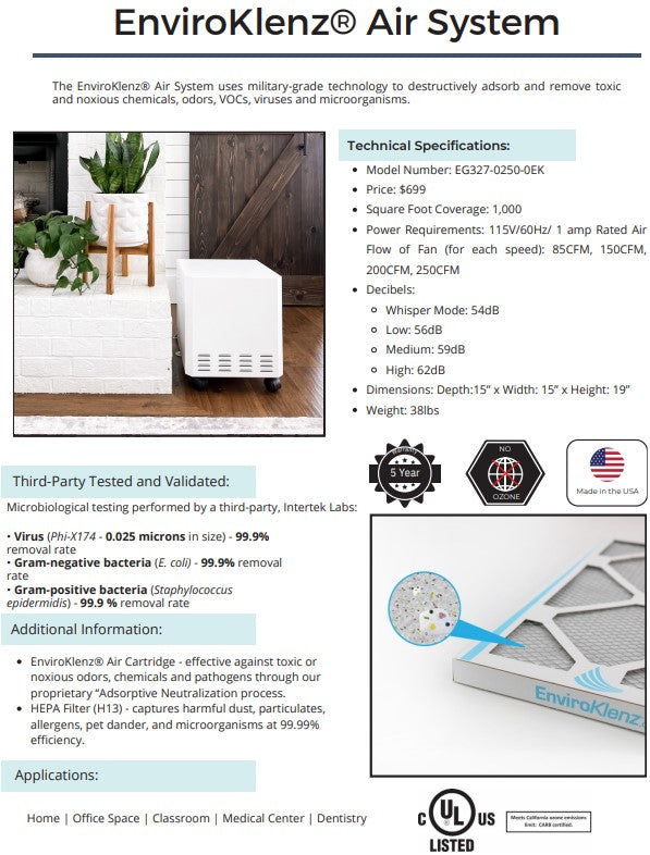 EnviroKlenz Air System (Standard), White