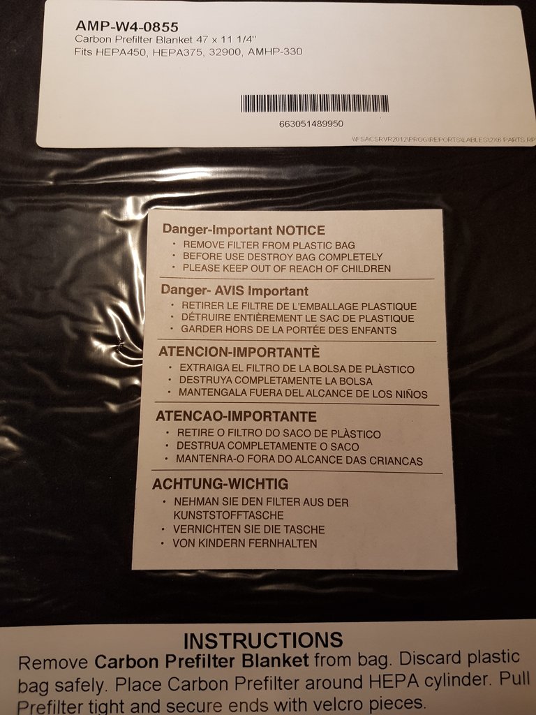 AMP-W4-0855 Carbon PreFilter Blanket - High Quality Air and Medical