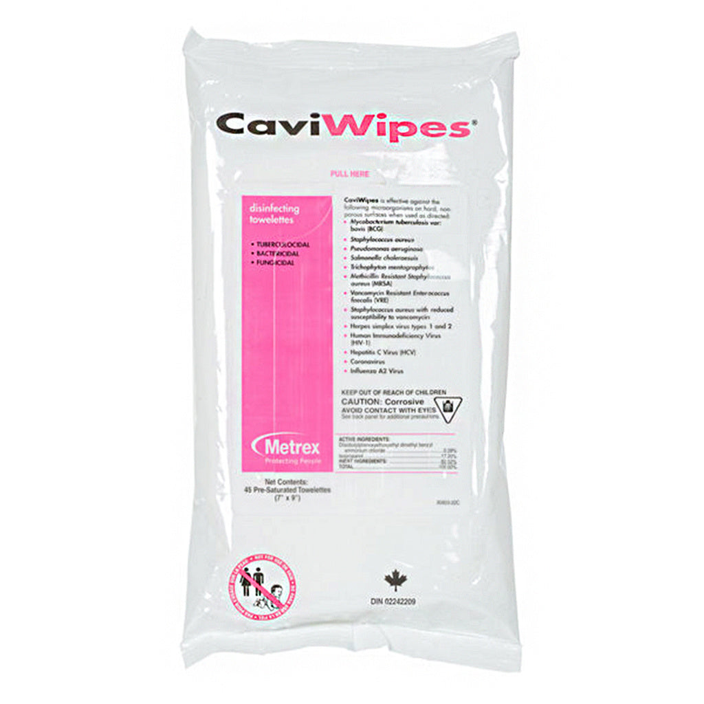 Paquet plat CaviWipes - 7"x9" - 45 lingettes par paquet - 2 PAQUETS